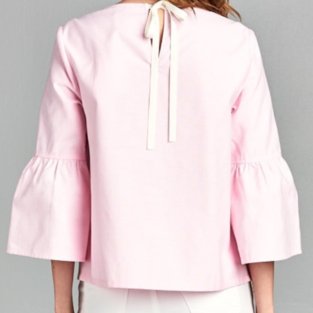 🔴LAST CALL🔴Ellison PearlEmbellishedBellSleeveTop - Picture 5 of 7